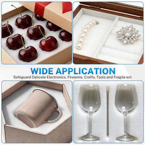 Top Tier Polyurethane Foam Sheets, Heavy Duty Cushion Mat, Two Piece Pack Of 16 X 12 X 1 Inch White Foam Boards in use for protecting delicate items.