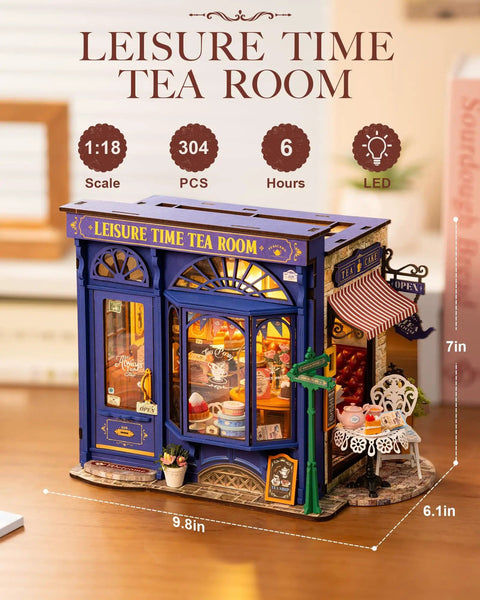 Edwardian Tea Room Dollhouse Kit With Open Facade Diorama Building For Adults One Eighteen Scale Totally Vintage Style Miniature Craft Kit For Home Decor And Gift For Women And Men With Detail Rich Interiors, showing detailed exterior and interior.