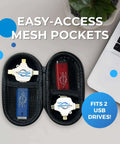 Badass Nylon Storage Case For Portable Usb Drives with easy-access mesh pockets fitting two USB drives.