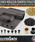 Black Coated Binding Eyelets 100 Pack Length Six To Nine Three Sixteenths Inch Diameter USA Made Rivets with Kydex holster