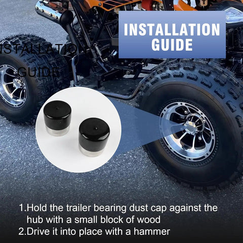 Heavy Duty Pair 1.98 Inch Stainless Steel Wheel Bearing Grease Caps And Sealed Dust Covers For Boat Trailer Hub Buddies installation guide with caps and tire.