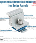 10 Pack Heavy Duty Solar Panel End Clamp Brackets adjustable aluminum end clamp with pre-drilled holes for roof mount hardware