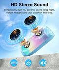 Powerful Portable Wireless Bluetooth Speaker With Stereo Sound LED Lights And Long 36 Hour Battery Life IPX4 Waterproof BT53 TWS Pairing Built In Mic Ideal For Outdoors Home Parties And Travel Powder Blue Gift
