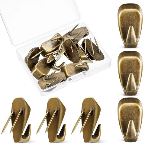Bronze Stainless Steel Cubicle Wall Hooks For Fabric Panels Holds 40 Lbs Great For Office Home Kitchen Room Organization 10 Pack Heavy Duty Hangers displayed in open plastic case