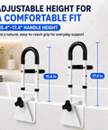 Heavy Duty Bathroom Safety Grab Rail For Seniors With No Fuss Snaps Right Onto 3.4 To 6.6 Inch Walls Rust Resistant Steel Bar Keeping You Secure Without Drilling Trouble adjustable height from 15.4 to 17.4 inches