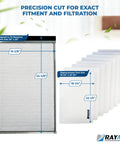 20x25 Replacement Filter Pads For Respicaire MicroClean 95 Air Cleaner CG Four Pack Refills with dimensions and installation guide