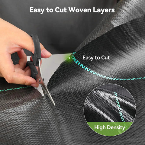 Scissors cutting Heavy Duty Woven Weed Barrier Fabric 4 Ft By 300 Ft 3.2 Oz Landscape Underlayment for garden beds