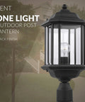 Kent One Light Outdoor Post Lantern With Slick Black Finish, Modern Hanging Post Light For Wet Locations, 20.25 Inch Height
