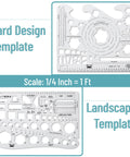 Knockout Two Piece Landscape And Yard Design Template Set featuring clear drafting stencils, one quarter inch scale, for architects and DIY contractors.