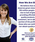 Banner image of a smiling woman in a white blouse on blue background, with a right-side bold text panel and logos.