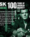 SK Professional Tools logo with 100 years of American Ingenuity text. Celebrating craftsmanship and innovation in tools.