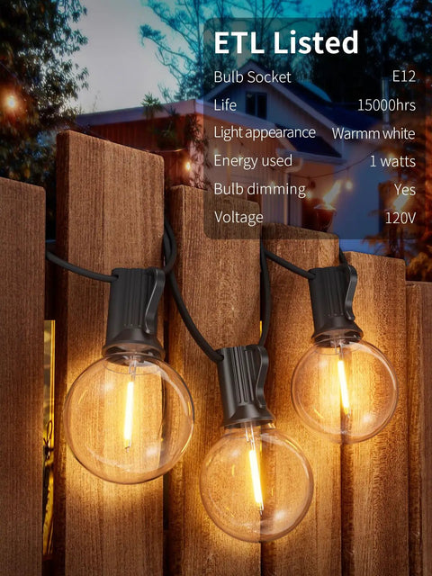 150 Ft Outdoor String Lights With Shatterproof G40 Bulbs For Patio Porch Backyard Cafe Market End To End Connectable
