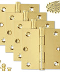 Top Tier Solid Brass Ball Bearing Door Hinges With Decorative Screw Caps Built Damn Tough For Heavy Lifting Doors That Glide Smooth As Butter Ready To Get The Job Done Right Pack Of Forty Eight set with decorative caps and screws.