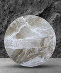 Massive 43 Inch Grey Marble Lazy Susan Turntable large round serving platter with stone finish on a flat surface.