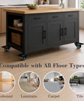 Rock Solid 1.6 Inch Swivel Caster Wheels With Locking Brakes under a kitchen island, compatible with hardwood and tile floors.