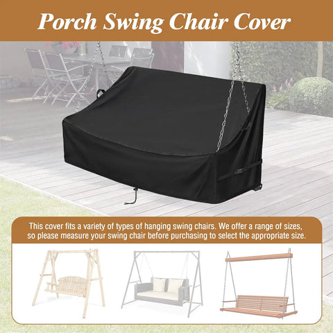 Waterproof Porch Swing Cover For Outdoor Patio Swings Garden Hammock Gliders And Hanging Benches Size 62 By 26 By 15 To 21 Inches Made From 420D Oxford Fabric With Sealed Seams For All Weather Protection And Easy Fit shown in outdoor setting