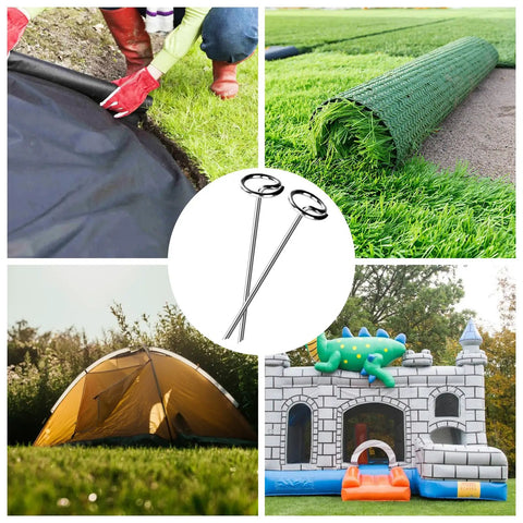 Heavy Duty Landscape Staples 120 Pack 8 Gauge 6 Inch Galvanized Garden Stakes Sod Pins for Plant Cover, Tent, Weed Barrier, Turf