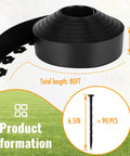 4 Inch Tall Landscape Edging 80 Foot Roll With 90 Anchoring Spikes And 5 Connectors shown with dimensions and product info