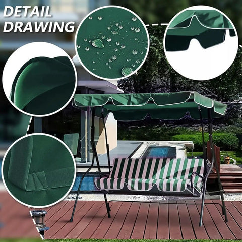 Porch Swing Canopy Replacement Waterproof UV Resistant 300D Heavy Duty Rip Proof Garden Hammock Top Cover 74x45 Green