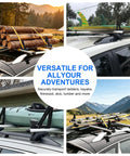 Heavy Duty T Slot Load Stops Lock Your Rig Down Tight On Truck Bed Bars No Sweat Tool Free Install Works Hella Well For Ladders Skis Kayaks Firewood Plus Durable Rust Proof Non Slip Grip on roof rack with logs, kayak, and skis.