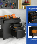 Beast Mode 30 Inch Tool Storage Cabinet With Lockable Drawers And Smooth Rolling Casters Ultimate Garage Locker featuring pegboard panels and drawers in black.