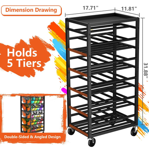 Heavy Duty Rolling Cart Holds A Solid Fifty Spray Paint Cans Built Tough For Double Sided Storage Plus Top Tool Tray with 5 tiers