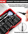 Hand holding tweezer from 47 In 1 Precision Electronics Screwdriver Set for Phones Laptops MacBooks and Tablets with 42 Bits