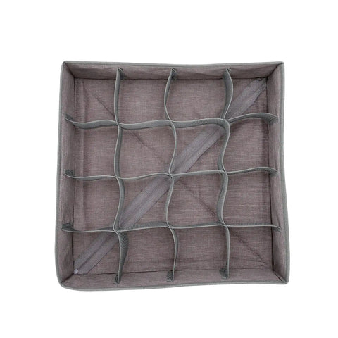 Foldable Oxford Fabric Closet Organizers For Socks And Underwear With Multi Compartments, gray, 24 cell layout for drawer organization.