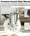 Badass 4-Inch Crystal Clear Caster Wheels With Brake M8x25mm Stem showing transparent polyurethane wheel with a dual locking brake.