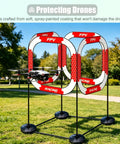 Drone Obstacle Course Kit For Micro Drones, FPV Racing Gates, Indoor Practice Arena in park with quadcopter flying through gates