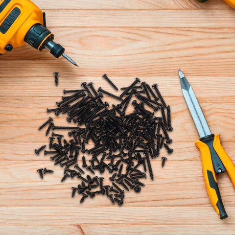 450 Piece Self Tapping Screws Kit For Electronics DIY And Small Devices Round Head Phillips Drive Carbon Steel Black