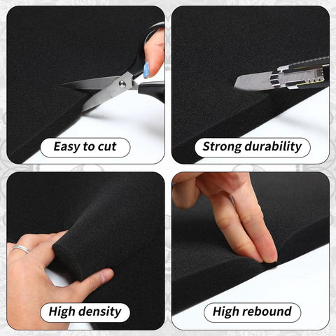 12 Pc Hella Secure Polyurethane Foam Tool Box Inserts Cut To Size, showing easy to cut dense black foam for protection.