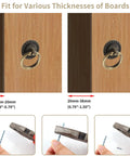 Legit Vintage Bronze Drop Ring Cabinet Knobs With Mounting Screws Solid Zinc Alloy showcased on various board thicknesses.