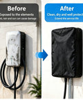 Rock Solid Waterproof EV Charger Cover Made From Heavy Duty Oxford Fabric Weather Resistant Dust Proof Guard For Hardwired Units on an EV charger.