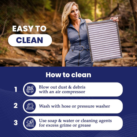 Woman demonstrating cleaning steps for Premium Aluminum Washable Furnace Filter Built To Last A Lifetime For 10 X 20 X 1 Inches Hvac Units.
