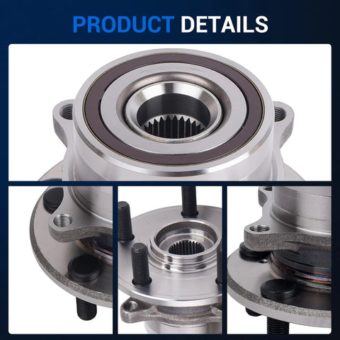 Front Wheel Hub Assembly For Honda Pilot 2009 Through 2015 And Acura MDX 2007 To 2013 With Abs Sensor showing sealed bearing and five lug bolts.