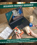 Santa Whittling Wood Carving Kit For Beginners With All In One Tools And Paints Easy DIY Christmas Craft Gift visible with tools and guide
