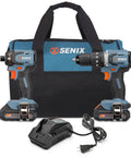 Cordless 20-Volt Max 1/2-Inch Hammer Drill Driver And 1/4-Inch Impact Driver Power Tool Combo with two batteries and charger.