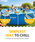 Top Tier 15 Foot Round Above Ground Pool Featuring Lightning Fast Snap Lock Assembly Durable Steel Supports And Smooth Inner Sleeve with family enjoying summer.