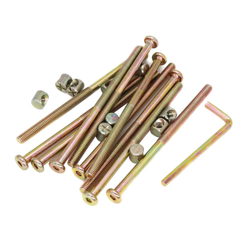 Heavy Duty M6 X 110Mm Socket Cap Bed Mounting Bolts And Nuts Replacement Kit For Crib Furniture Fix with hex key included.