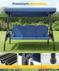 Three Seat Outdoor Porch Swing With Adjustable Canopy Converts To Bed Two In One Patio Swing And Lounge in garden