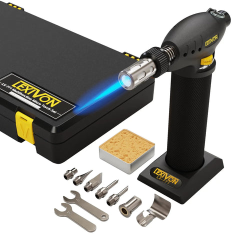 Butane Torch Multi-Function Kit With Self Igniting Soldering Station And Adjustable Flame Pro Grade 125-Watt Equivalent
