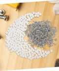 Two Hundred Piece Cabinet Fitting Kit With Rock Solid Self Tapping Screws And Heavy Duty Metal Connectors for drawer and panel assembly.