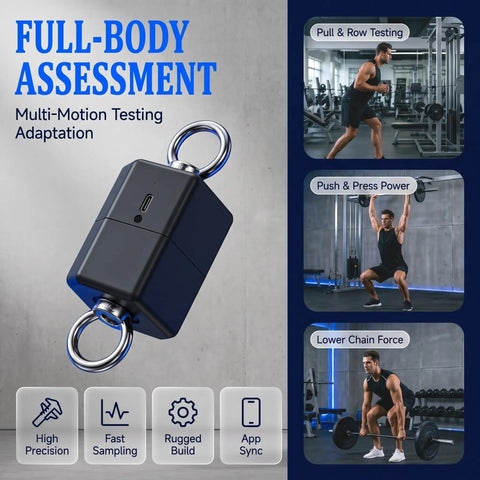 Professional Grade Isometric Strength Tester With Seamless Wireless Tracking And BeastMode Push Pull Dynamometer shown for full-body assessment.
