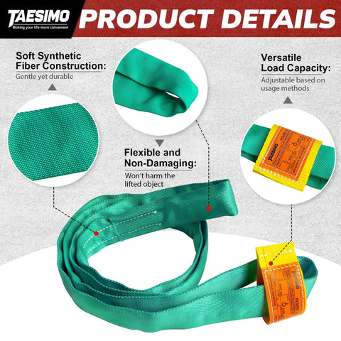 Green Polyester Endless Round Lifting Sling For Hoist Use Workhorse Ready Rigging Slings With 5300 Lb Vertical Load