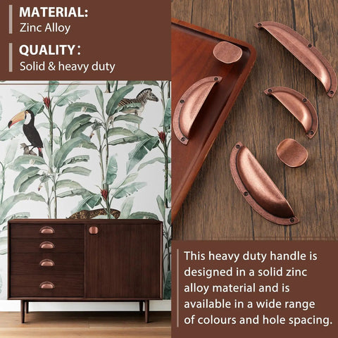 Hella Sturdy Drop Dead Gorgeous Antique Copper Cabinet Cup Pulls Solid Zinc Alloy Handle Kit With Screws For Kitchen Drawer Cupboard Wardrobe Furniture Refresh displayed on wooden dresser