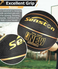 Outdoor And Indoor Rubber Basketball With Pump Official Size 7 29.5 Inch Ball high grip durable black and gold design