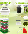 4 Tier Sprouting Kit With Stackable Trays And Drain Spout For Home Sprouts, Grows Fresh Sprouts In 3 To 5 Days, includes accessories