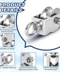 Pro Grade 48mm V Groove Cable Pulley Wheel With Swivel Joints And Dual Ball Bearings, showcasing smooth stainless steel design.