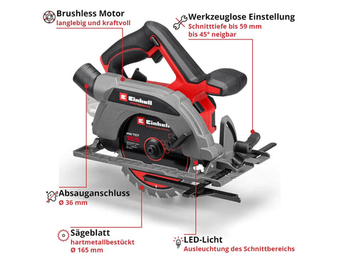 Professional Brushless Cordless Circular Saw Featuring 165MM Blade And Turbo Motor For Clean Wood Cutting And Heavy Duty Framing, close-up view.